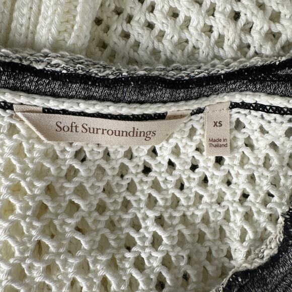 Soft Surroundings Womens Open Knit Boulevard Round Neck Pullover Sweater White - Picture 7 of 7